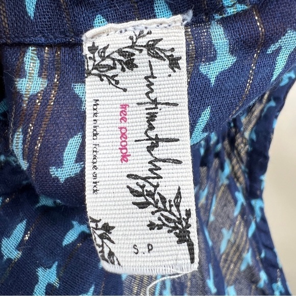 Free People Midnight Dance Print Spaghetti Strap Blue Sleeveless Maxi Dress - Picture 11 of 15